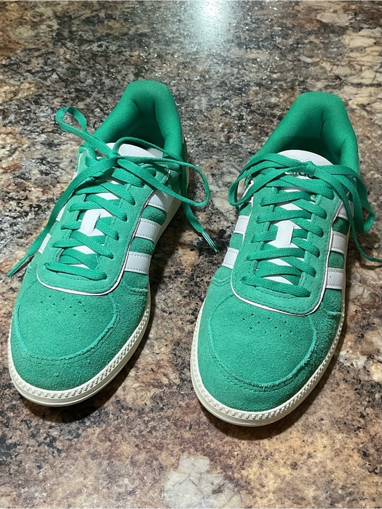 adidas Shoes - Adidas Grand Court Green Suede White 3 Stripe Sneakers Women’s Size 7 Retro